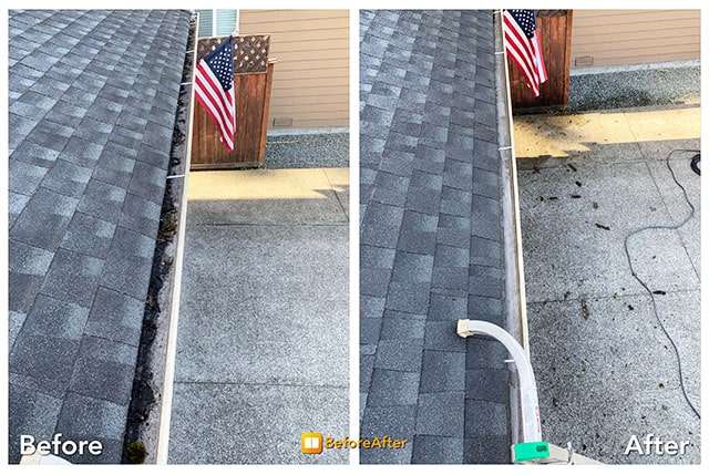 gutter before and after cleaning
