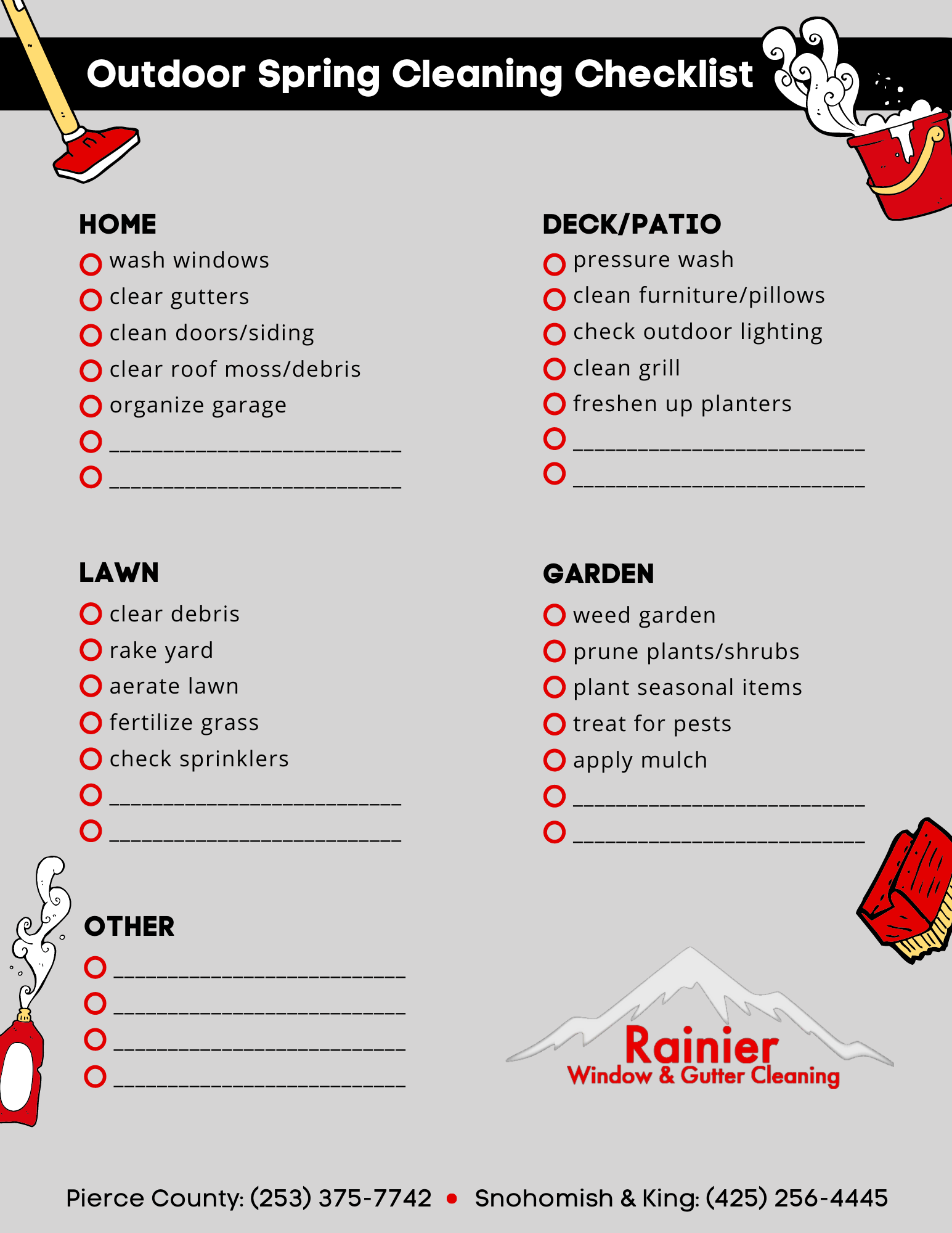 Rainier Window, Roof Cleaning, Moss Removal and Gutter Cleaning | INSIDE—Spring Cleaning Checklist for Your Outdoors ✅